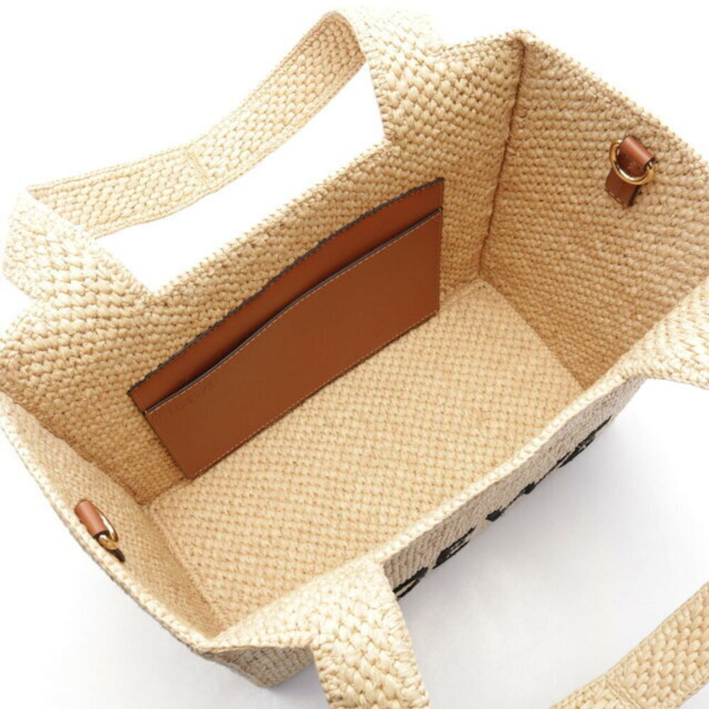 Loewe Font Tote Bag Leather Raffia Beige Brown - Picture 3 of 4
